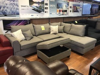 💎Sectional with chaise & storage ottoman 💎 JORDAN HOME FURNITURE 💥90 DAYS NO INTEREST 💥GREAT PAYMENT OPTIONS 💥