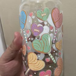 Valentine’s Day Glass Cup With Lid And Straw Vaso De Dia De San Valentin