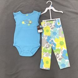 NWT Carter’s Blue Yellow Body Floral Pants 24 M Grandma Says I Am Sweet