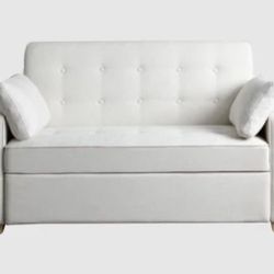 Serta Dream Convertible Augustine Oyster White Fabric 67" Full Loveseat Sleeper