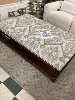 Upholstered Bench with Wood Base