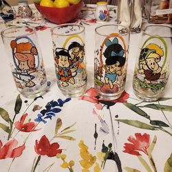 1986 The Flintstone Kids Glass Collection 