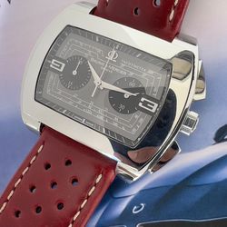 Elegant Baume & Mercier Hampton MOA08344 automatic chronograph for men. Features a bold 48.5 × 42 mm case, scratch-resistant sapphire crystal, and wat