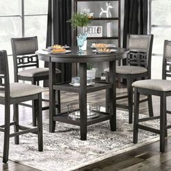 Brand New Grey 5pc Counter Height Dining Table Set