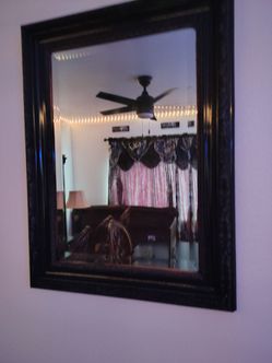 Large Wall Mirror with Dark Frame