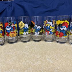Lot of 14 Vintage Smurf Drinking Glasses