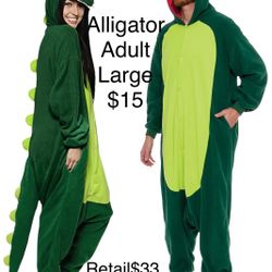 Adult Alligator Onesie PJ Costume Jumpsuit Large / Traje de Caiman Adulto Grande  