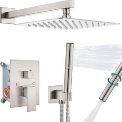 Aolemi Shower System with Rainfall Shower Head and Handheld Wall Mount,High Pressure Shower Faucet Set Fixture Combo with 2 in 1 Handheld Spray Rough-