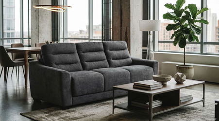 Stearns & Foster® Luca Dark Grey Queen Sleeper Sofa w/ Pocket Coil Mattress