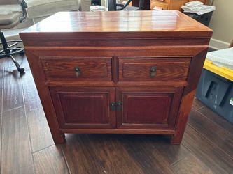 Vintage Asian Style Wood Cabinet with Drawers