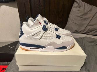 Air Jordan 4 Retro White Navy Sneakers - SIZE 16