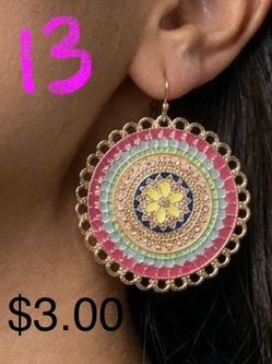 Colorful Mandala Round Drop Earring
