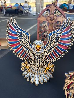 Patriotic Bald Eagle Layered Wood Wall Art