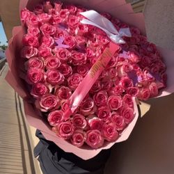 100 Rosas Hesrt Bouquet Ramo Estilo Corazon