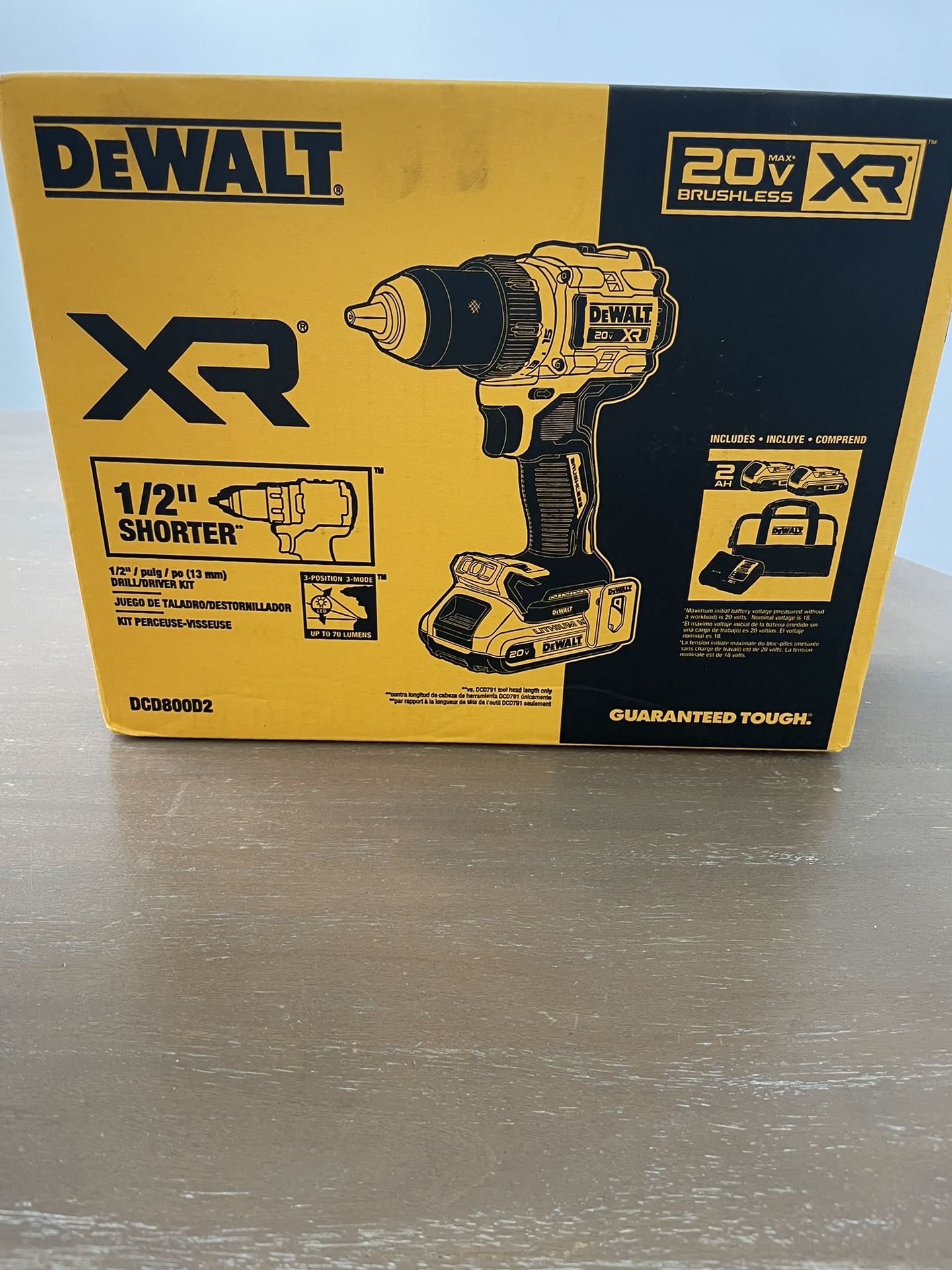 DEWALT 20V MAX* XR® Brushless Cordless 1/2 in. Drill/Driver Kit (DCD800D2), Yellow