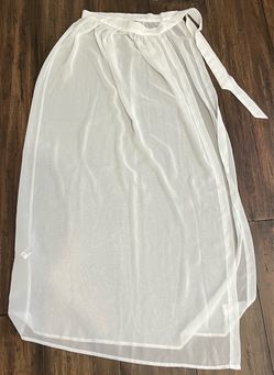 ASOS White Sheer Beach Cover Up Maxi Skirt Side Tie/Split Regular Size US 4
