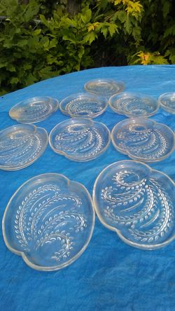 Old glass serving 13 platters. For all of them