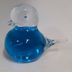 Beautiful Vintage Blue Glass Bird Figurine, Made In Sweden 