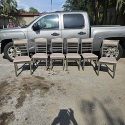 6  Pieces Solid Wood Gray Dining  Chairs Sets 