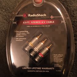 BRAND NEW NEVER USED RADIO SHACK 12’FOOT STEREO A /V CABLE $10.00
