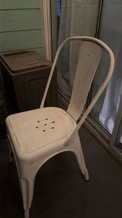 Four (4) White Metal Contemporary Chairs