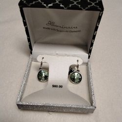 Illuminaire Emerald Green and Silver Plated Earrings  New  Price 