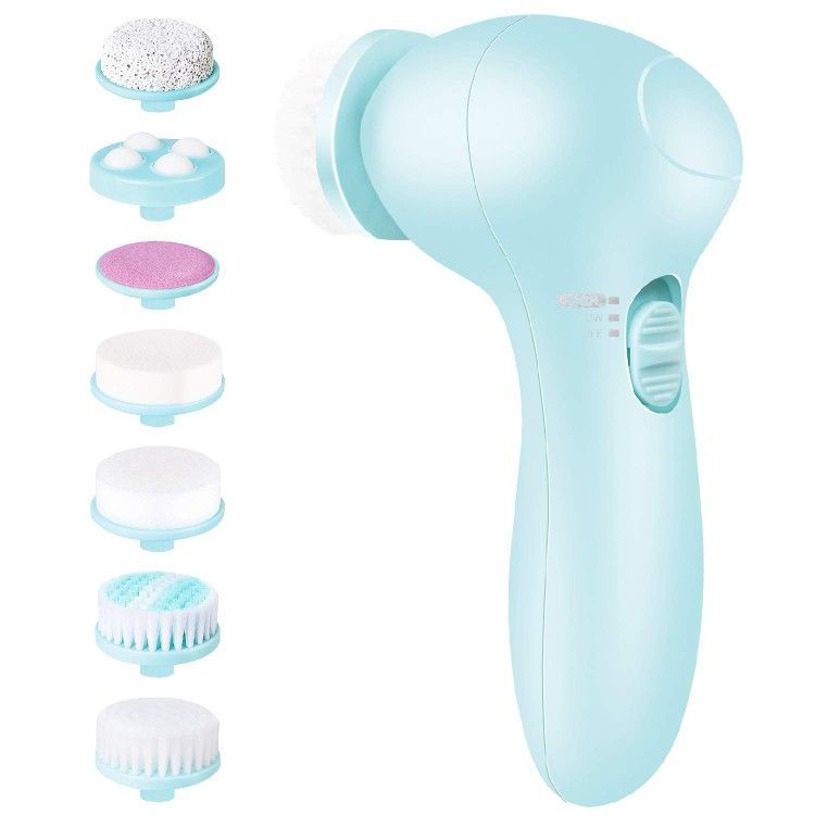 Electric Facial Cleansing Brush 7 IN 1 - Fabuday Face Skin Spin Brush for Deep Cleansing, Gentle Exfoliating, Blackhead Removing and Massaging, Batter