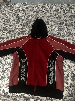 Supreme Big Logo Paneled Zip Up Hoodie Red FW20