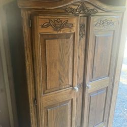 Antique Armoire wood Dresser Closet 