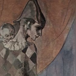 THE HARLEQUIN'S FAMILY, 1905 Original Vintage Fine Art Print Pablo Picasso Deco Nouveau Artist Antique 1950’s Collectible Ephemera