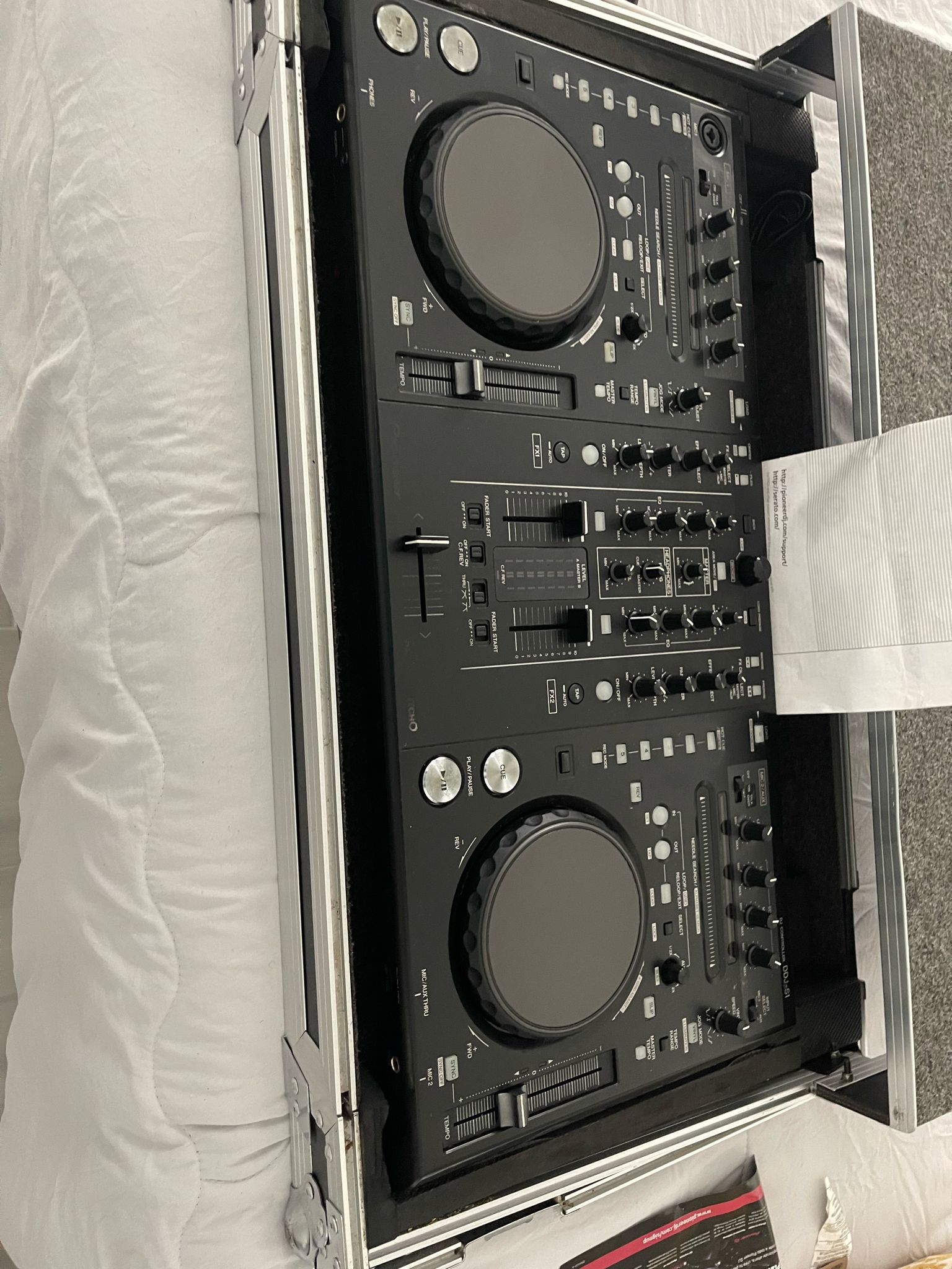2 Channel Pioneer Dj Controller Mixer With Stand And Case