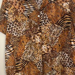 Animal Print Button Up Shirt- NEW- Sz. Small