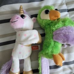 Wild Republic Parrot Slap Bracelet plush and  Unicorn Soft