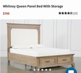 Whitney Queen Panel Bed white oak linen