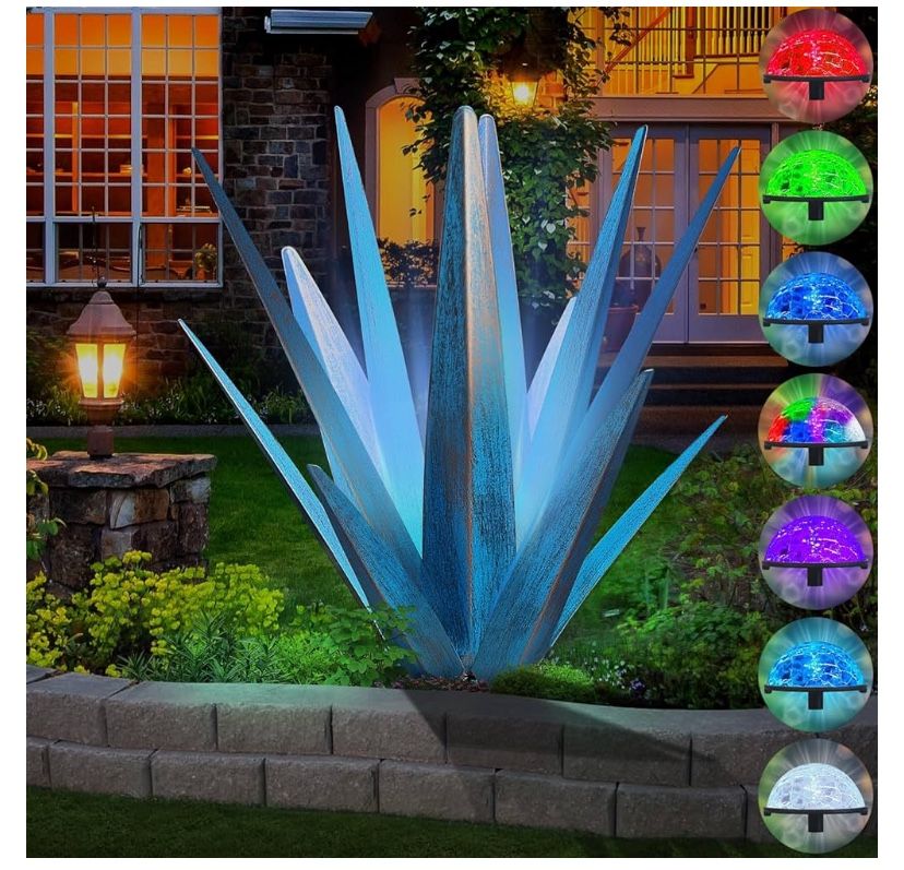 KODIBO Large Tequila Rustic Metal Agave Plant Sculpture
