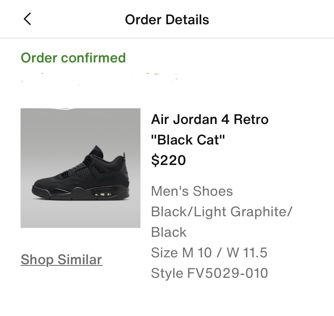 Jordan 4 Retro Black Cat (2025) Size 10