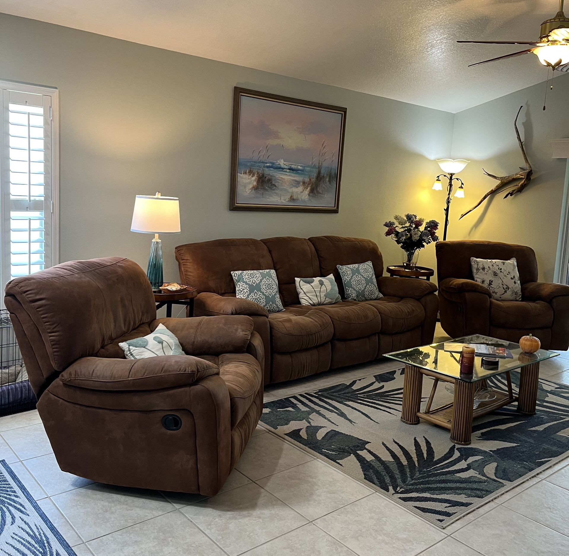  Recliner Sofa & 2 Recliner Chairs