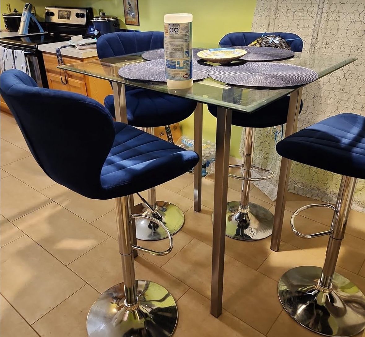 Blue Velvet Bar Stools 2