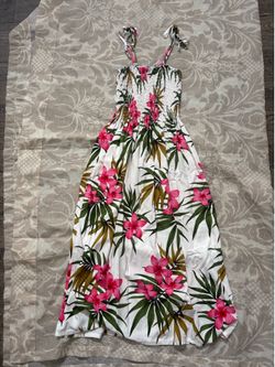 Vintage 80s Tropical Floral Smocked Sun Dress by Royal Hawaiian Creations XS S M, Retro Long Shirred Maxi, Tie Straps, Pink Frangipani