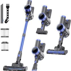 Cordless Vacuum Cleaner, 10 in 1 Powerful Suction Lightweight Vacuum Cleaner for Home, 45Mins Detachable Battery with LED Display Self-Standing Stick 