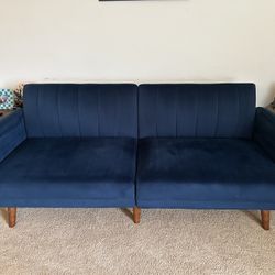 Mid Century Modern Blue Couch/Futon