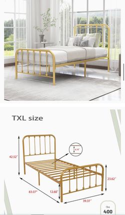 Ecohome Gold Metal Bed Frame