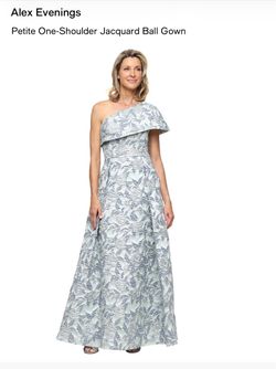 Alex Evenings Petite One-Shoulder Jacquard Ball Gown