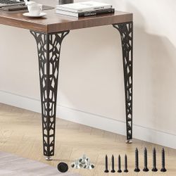Black Metal Table Legs with Geometric Cut-Out Design