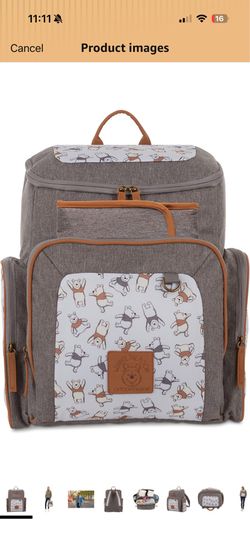 Disney Cudlie Baby Boys Jartop Backpack Diaper Bag in Winnie The Pooh Print, 16 Inch, Includes Changing Pad