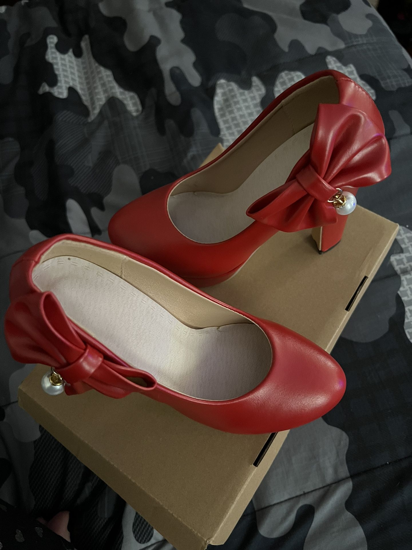 Brand New Leather Red Heels Size 5