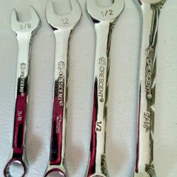 Set of 4 Crescent Combination Wrenches 12 Point SAE & Metric Mix