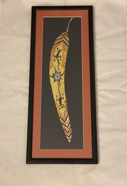 Framed Aboriginal Hand Painted Leaf