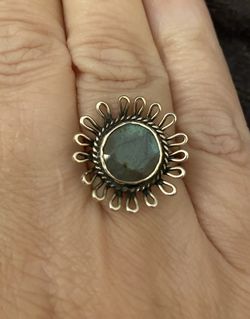 Handmade New Moonstone Daisy Ring Size 7 - Free Organza Gift Bag!