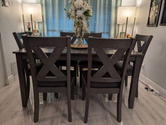 Ashley Furniture Wood Dining Table and 6 Chairs (Gray)